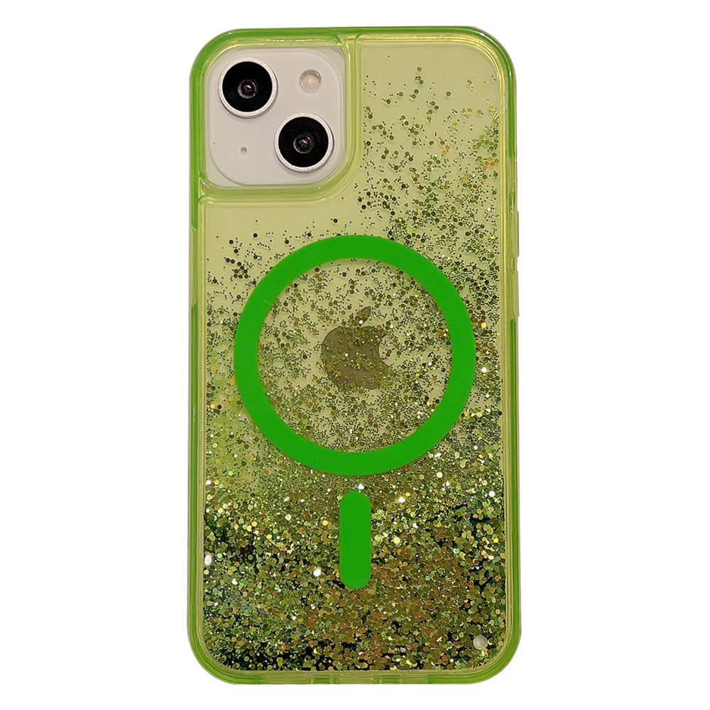 For iPhone 14 13 6.1 inch Quicksand Magnetic Phone Case PC TPU Phone Cover Compatible with MagSafe For iPhone 14 13 6.1 inch Quicksand Magnetic Phone Case PC TPU Phone Cover Compatible with MagSafe